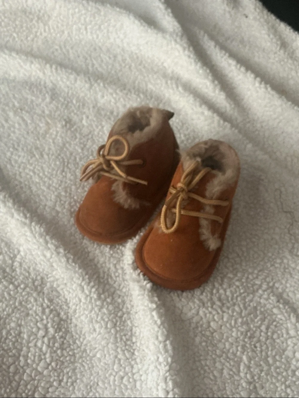 Plush Lined Baby Walker Booties in Chestnut Brown
